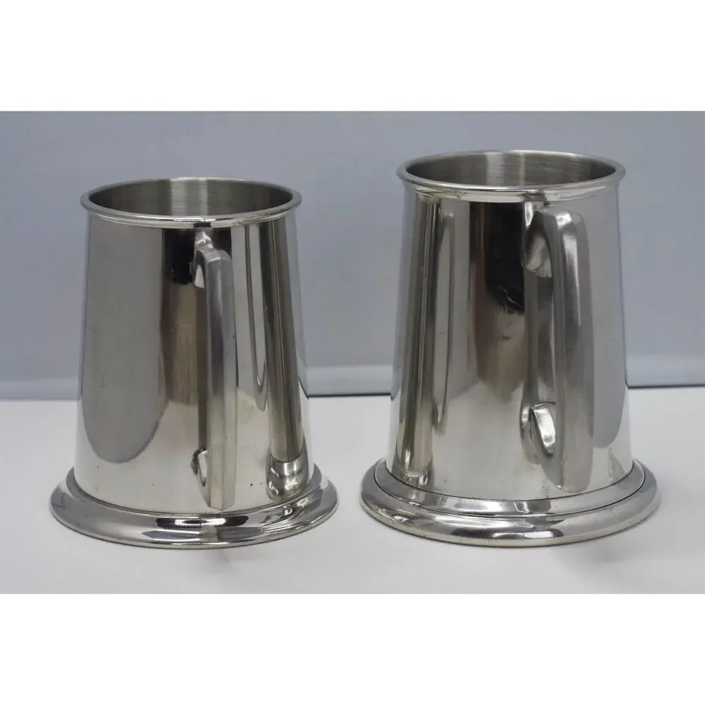 Leonard Eales Sheffield English Pewter Tankard 1779 Made in England - Set of 2